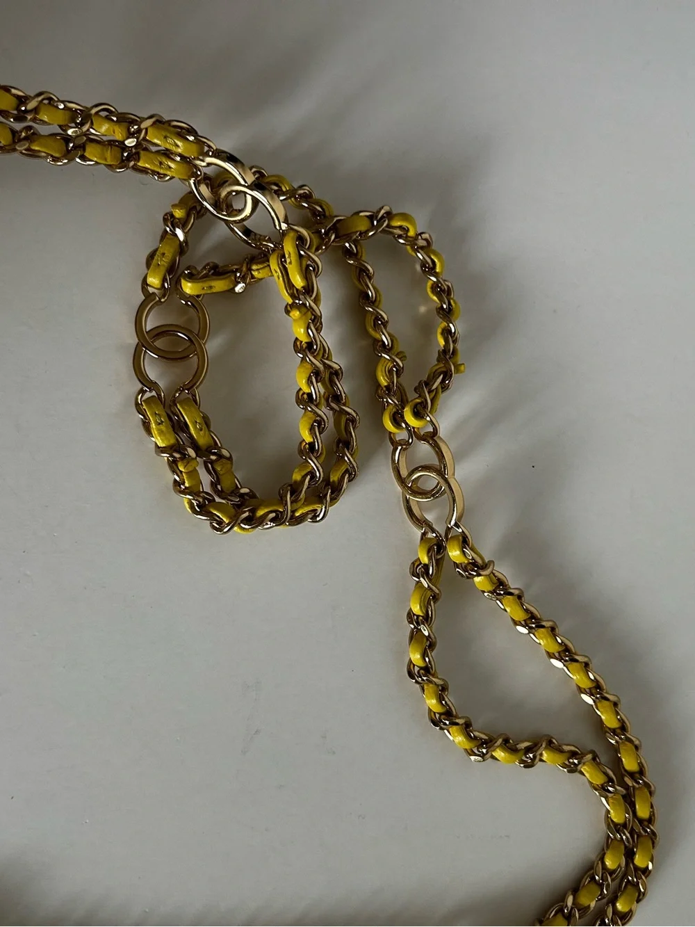 CHANEL Yellow Quilted Leather Crossbody with Gold Chain